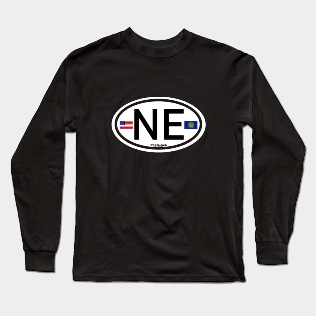 Nebraska NE Oval Long Sleeve T-Shirt by MotoGirl